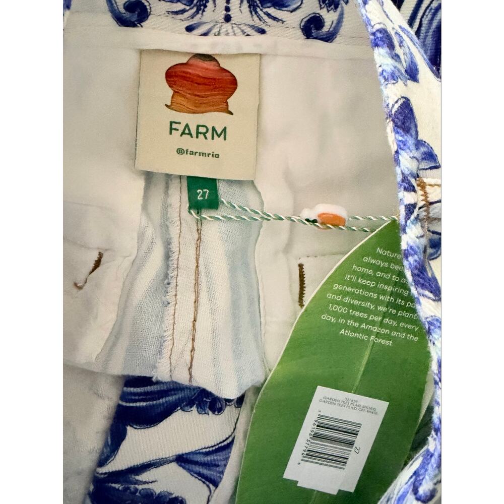 Farm Rio Garden Tiles Printed Cotton Shorts NWT 27 - Picture 6 of 6